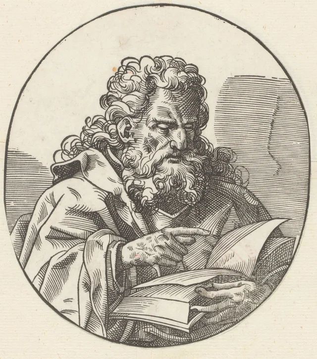 Bildnis von Papst Linus, Druckgrafik im Rijksmuseum, Amsterdam